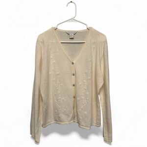 Vintage 80’s/90’s JohnPaulRichard Uniform Cream Embroidered Knit Sweater Large